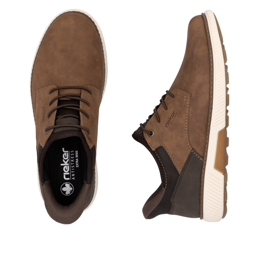 Rieker Mens Tan Leather Bungee Lace Slip-On Trainer B3357-24 – SM