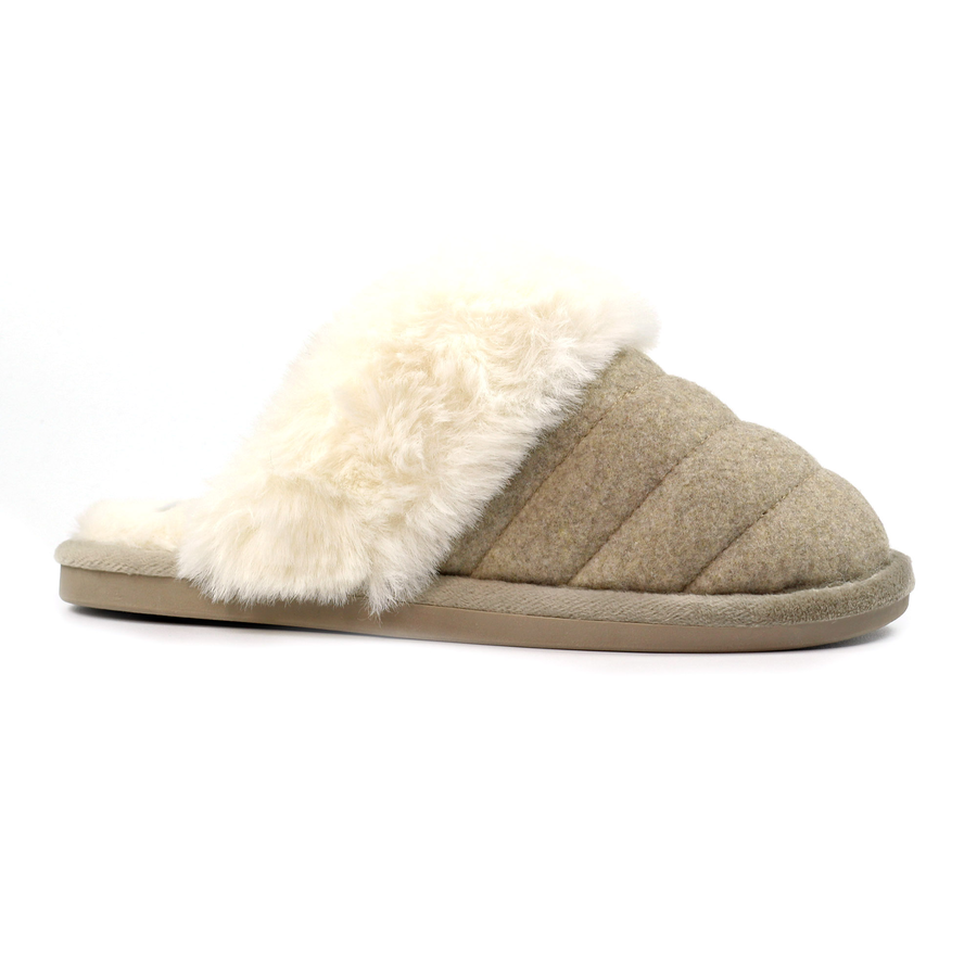 Lunar Beige Warm Lined Boxed Mule Slippers CAROL II – SM Shoes