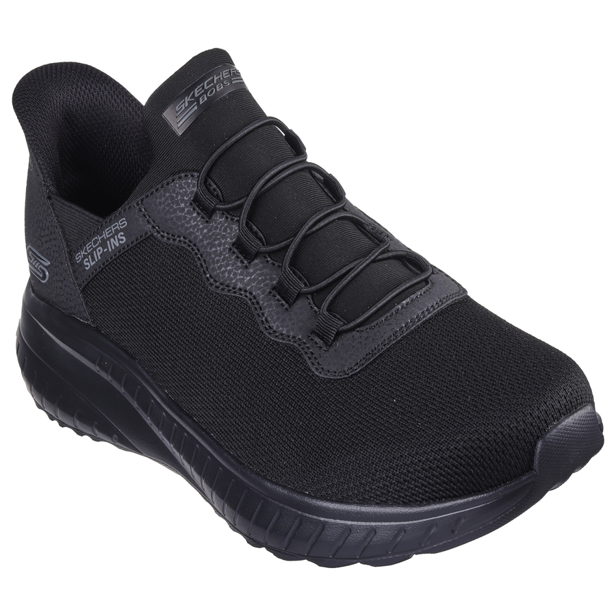 Skechers Mens Black Hands Free Slip Ins Bobs Squad Trainer SM Shoes