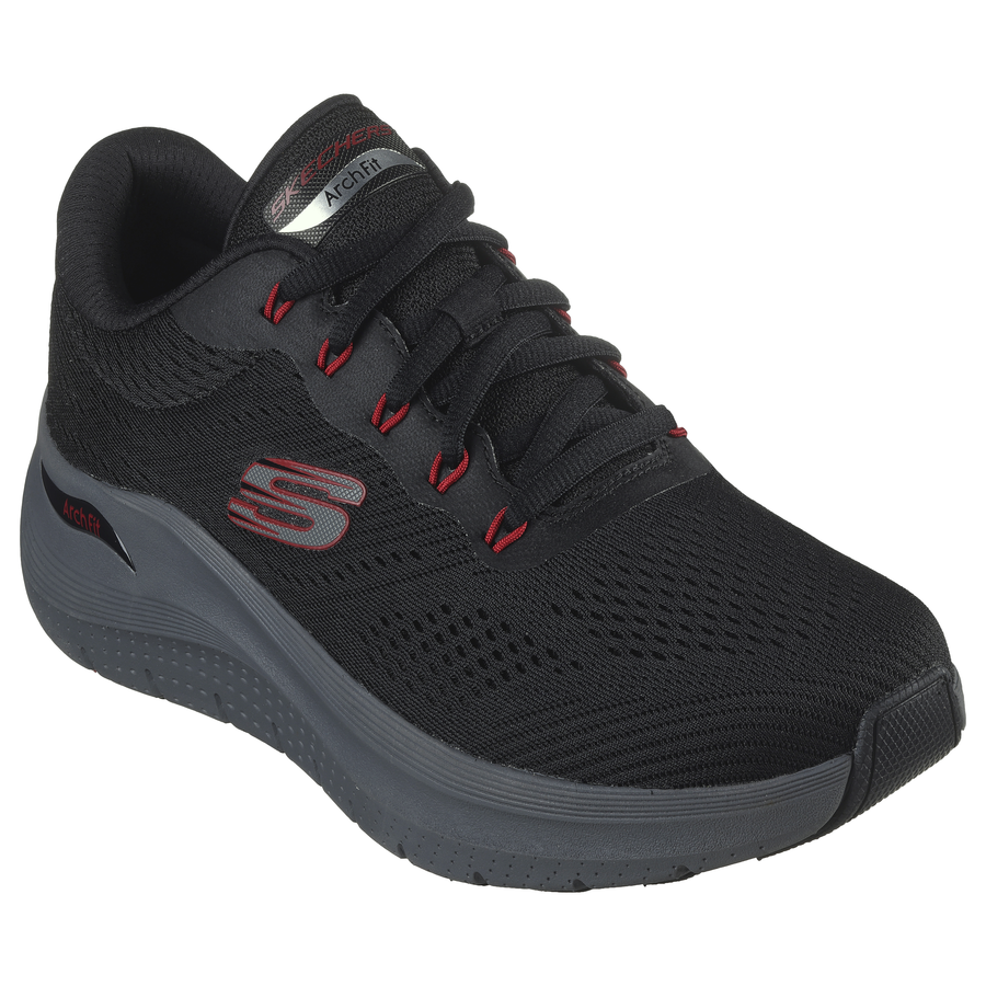 Skechers Mens Black Red Arch Fit Laced Trainer 232700 BKRD