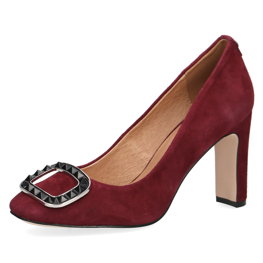 Caprice Burgundy Suede Leather Heeled Court Shoe – SM Shoes