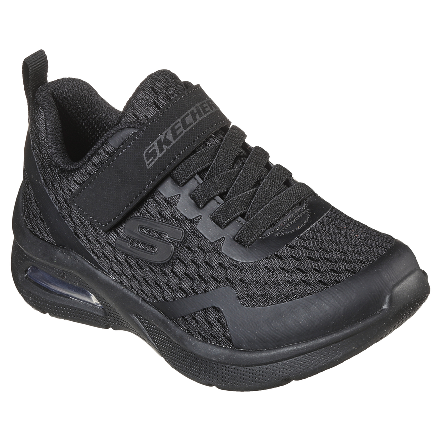 Skechers Kids All Black Velcro Trainer TORVIX Black SM Shoes