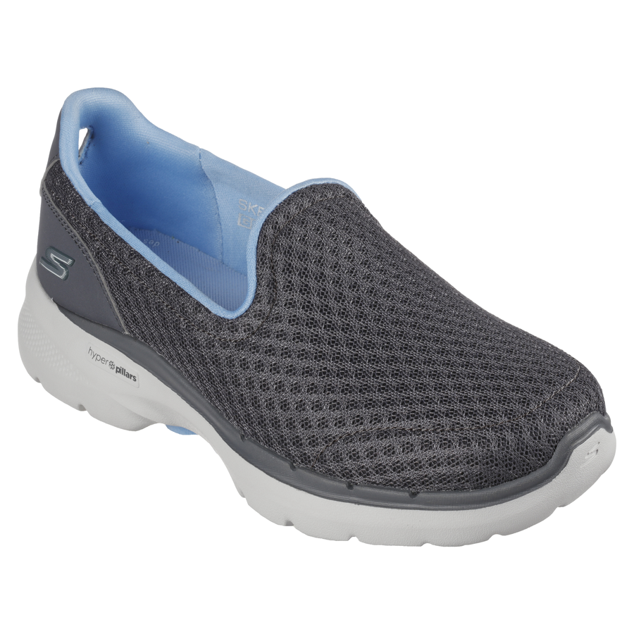 Skechers Ladies Go Walk 6 Grey/Blue Slip-On Performance Trainer 124508/GYBL